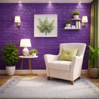 Tapet 3D caramida Mov auto-adeziv pentru interior, 70 x 77 cm