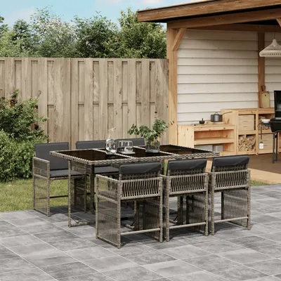Gossi set mobilier de gradina cu perne, 7 piese, gri, poliratan