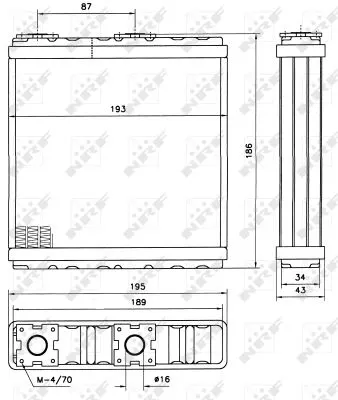 Schimbator caldura incalzire habitaclu (193x150x37) NISSAN ALMERA I, PRIMERA, SUNNY III 1.4-2.0D intre 1990-2000