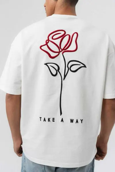 Tricou Oversize Take a Way Rose – White Tses13(230) (mărime: M)