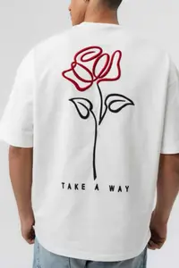 Tricou Oversize Take a Way Rose – White Tses13(230) (mărime: Xl)