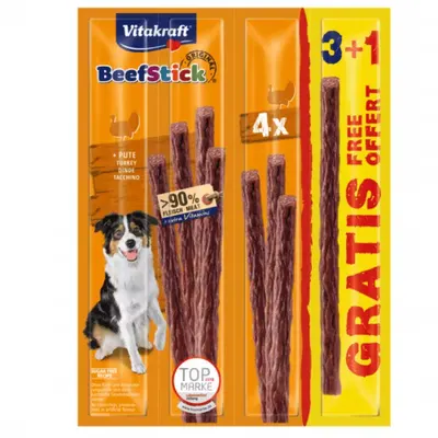 Recompense Caini Vitakraft BeefStick Curcan, 3+1 PROMO, 48 g