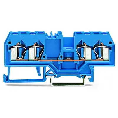 4-conductor through terminal block; 2.5 mm²; suitable for Ex i applications; center marking; for DIN-rail 35 x 15 and 35 x 7.5; CAGE CLAMP®; 2,50 mm²; blue