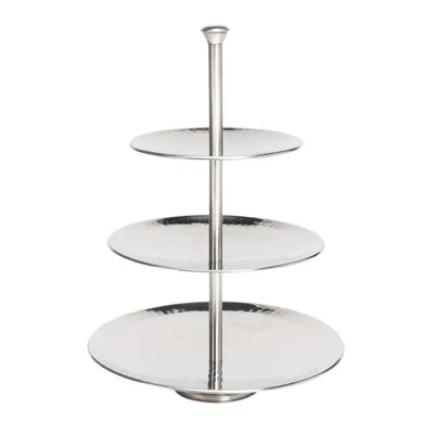 Suport servire cu 3 nivele Excellent Houseware, metal, 25x36.5 cm, argintiu