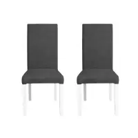 Set 2 scaune living TEO, picioare lemn alb, stofa gri inchis, 46x60x98 cm
