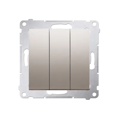 Intrerupator triplu cu led 10A, 250V~, conectare rapida (fitinguri push-in), gold mat metalic