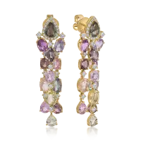 Cercei din aur galben cu safire multicolore de 21.69ct si diamante de 1.56ct