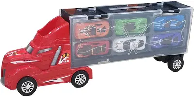 Set de joacă Felyx Toys - Tren auto cu 6 cărucioare și covor de joacă