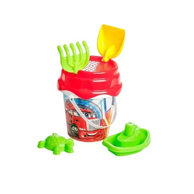 Set jucarii de nisip cu 8 piese Desene Rosu