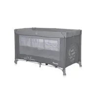 Patut Lorelli Noemi Cool Grey Star pliabil, cu 2 nivele, laterala cu fermoar, roti cu sistem de blocare, salteluta si geanta de transport incluse
