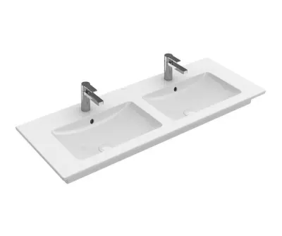 Lavoar dublu pentru mobilier 130x50 cm, cu preaplin, alb alpin, Villeroy Boch Venticello