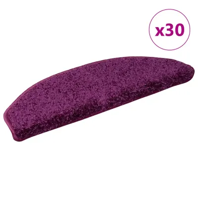 vidaXL Covorașe scări, 30 buc., 65x21x4 cm, violet, semirotunde, mari