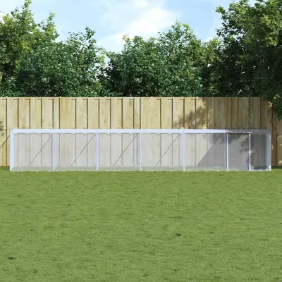 vidaXL Coteț pui cu acoperiș gri deschis 603x98x90 cm oțel galvanizat