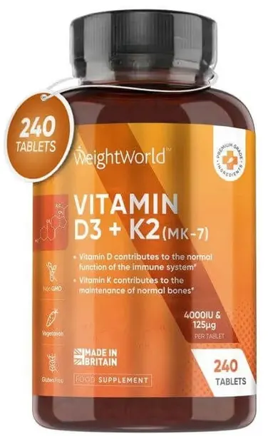 Vitamin D3 + K2, 240 tablete, Weight World