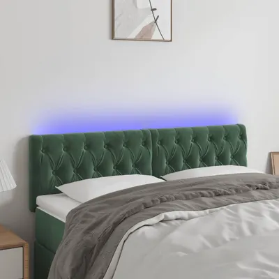 Gossi tablie de pat cu led, verde inchis, 144x7x78/88 cm, catifea