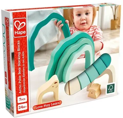 HaPe International Set din lemn - Blocuri de stivuire, urs polar