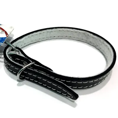 Zgarda din piele, neagra, rezistenta, 14 mm x 400 mm