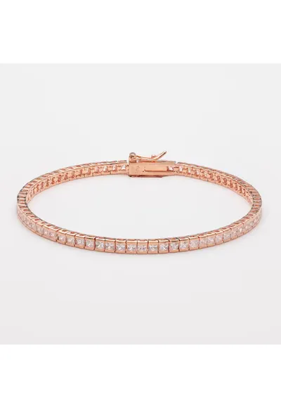Bratara Tennis Din Argint Placata Cu Aur Rose De 18K Diamond Look