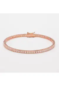 Bratara Tennis Din Argint Placata Cu Aur Rose De 18K Diamond Look