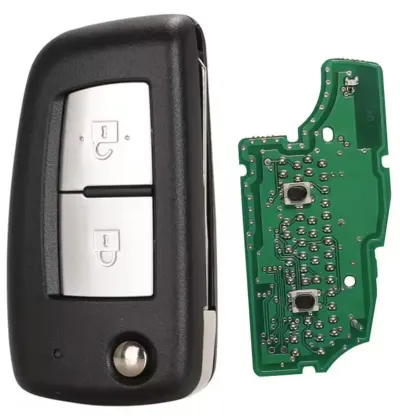 Cheie auto completa cu telecomanda Techstar compatibila cu Nissan Qashqai J11, Pulsar C13, Juke F15, X-Trail T32, Micra, 2 butoane, 433 MHz, 4A PCF7952E, CWTWB1G767