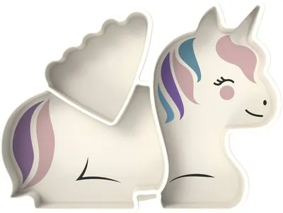 Farfurie din silicon cu vacuum Melii - Unicorn, albă