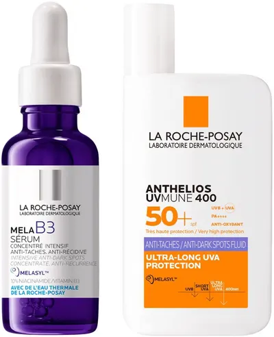 La Roche-Posay Set - Ser Mela B3 și Fluid Anti-Pete Întunecate Anthelios, 30 + 50 ml