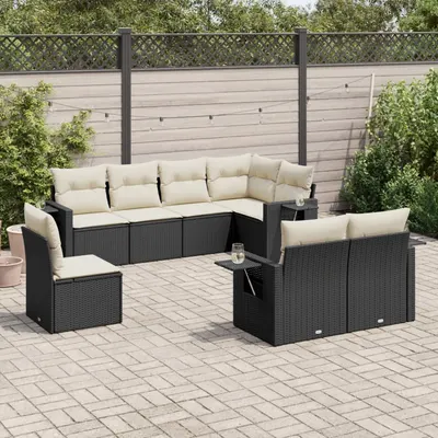 Gossi set mobilier de gradina cu perne, 8 piese, negru, poliratan