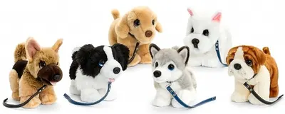 Jucărie de pluș Keel Toys - Câine cu lesă, 30 cm, asortiment
