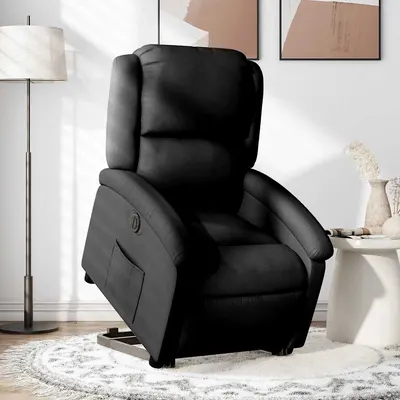 vidaXL Fotoliu electric rabatabil cu ridicare, negru, textil
