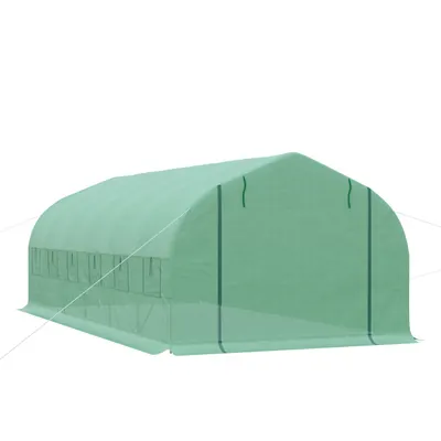 Outsunny Seră de exterior - Seră tip tunel 6x3x2 m, seră mare de grădină cu 12 ferestre și ușă rulabilă cu fermoar, cadru din metal pentru cultivarea plantelor, verde | Aosom Romania