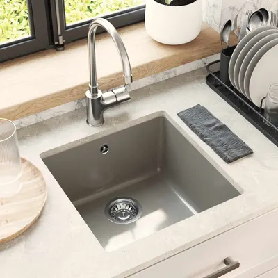 vidaXL Chiuvetă 80% Quartz și 20% Rășină 430 x 460 mm Gri