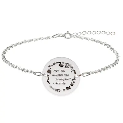 Courage - Bratara personalizata "90% din invatare este incurajare" din argint 925