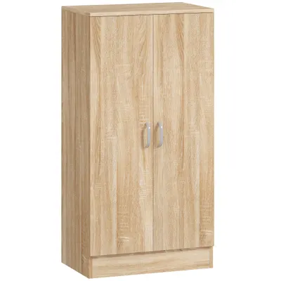 HOMCOM Dulap pantofi cu 2 uși, 6 rafturi reglabile, balamale soft-close pentru 14 perechi, lemn natural | Aosom Romania