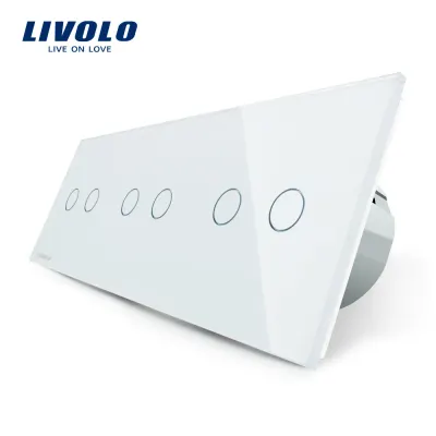 Intrerupator dublu+dublu+dublu cu touch Livolo din sticla