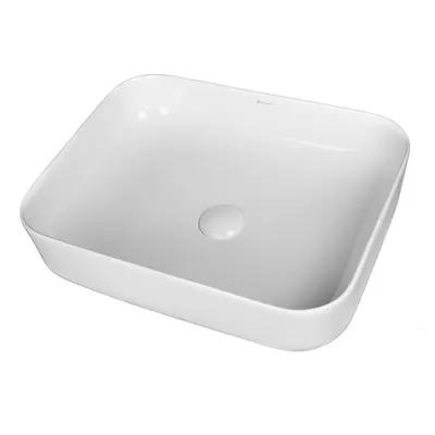 Lavoar pe blat alb lucios 49 cm, dreptunghiular, Fluminia Arno