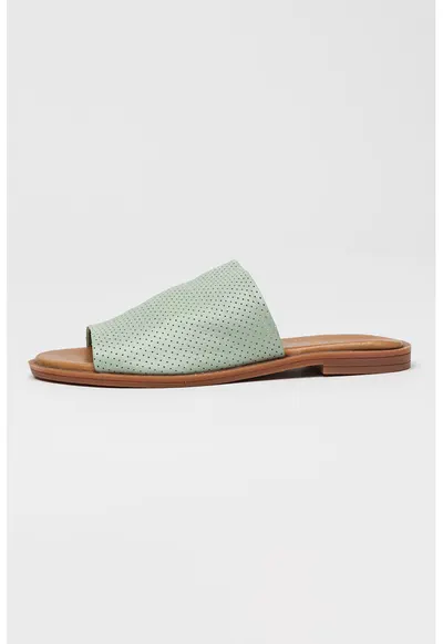 Papuci de piele cu perforatii - Verde menta