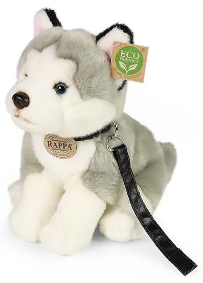 Jucărie de pluș Rappa Eco friends - Câine husky cu lesă, 28 cm