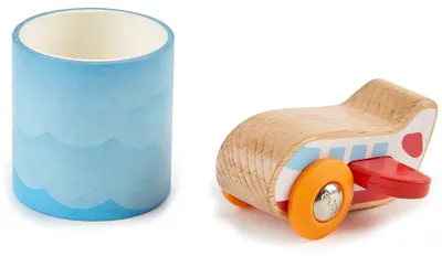Set de joc HaPe International - Avion din lemn cu pista pe lenta sticker