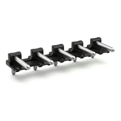 Solder pin strip; 1.4 mm Ø solder pin; angled; Pin spacing 7.5 mm; 5-pole; black