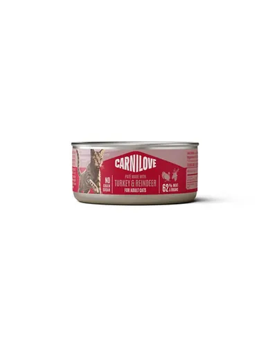 Hrană umedă pentru pisici CARNILOVE Cat Can Paté curcan și ren 100 g