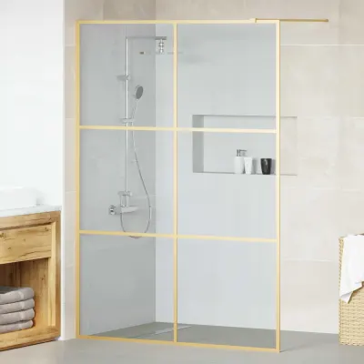 vidaXL Zid de duș walk-in Auriu 140 x 195 cm sticlă securizată
