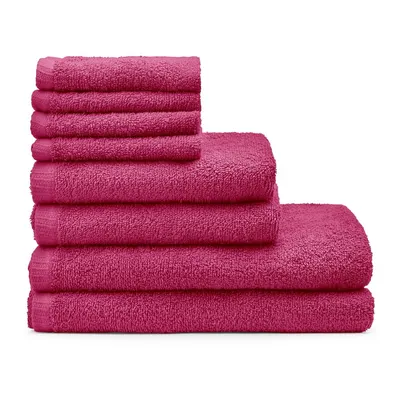 Prosoape de baie roz-închis 8 buc. din bumbac cu uscare rapidă/din frotir Quick Dry – Catherine Lansfield