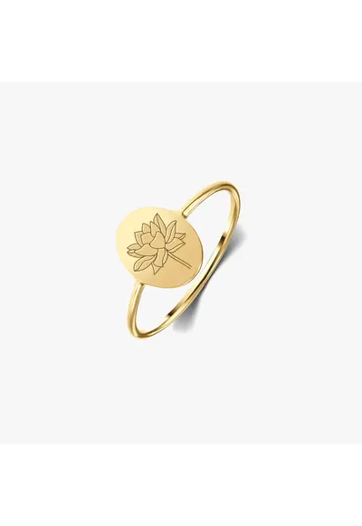 Inel din argint Birthflower Golden - July Lotus