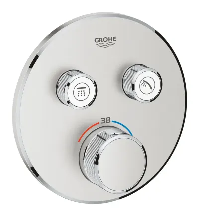 Baterie termostatata incastrata pentru cada si dus, inox periat, Grohe Grohtherm SmartControl