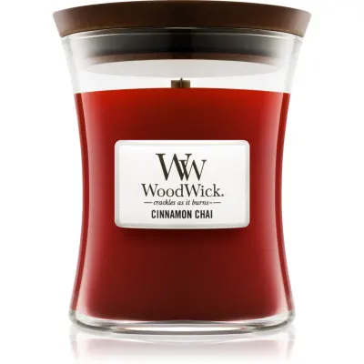 Woodwick Cinnamon Chai lumânare parfumată cu fitil din lemn 275 g