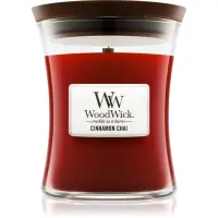 Woodwick Cinnamon Chai lumânare parfumată cu fitil din lemn 275 g