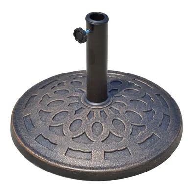 Outsunny Bază pentru Umbrelă, Stabilă, din Rășină, Design Atractiv, Φ48.5cm, pentru Stâlpi 38-48mm, Bronz | Aosom Romania