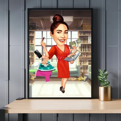Caricatura Femeie - Multitasking