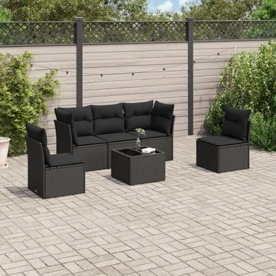Gossi set mobilier de gradina cu perne, 6 piese, negru, poliratan