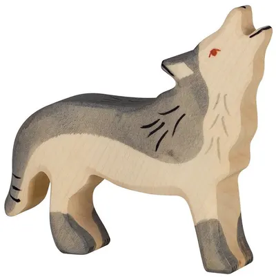 Figurina din lemn Holztiger - lup urlator